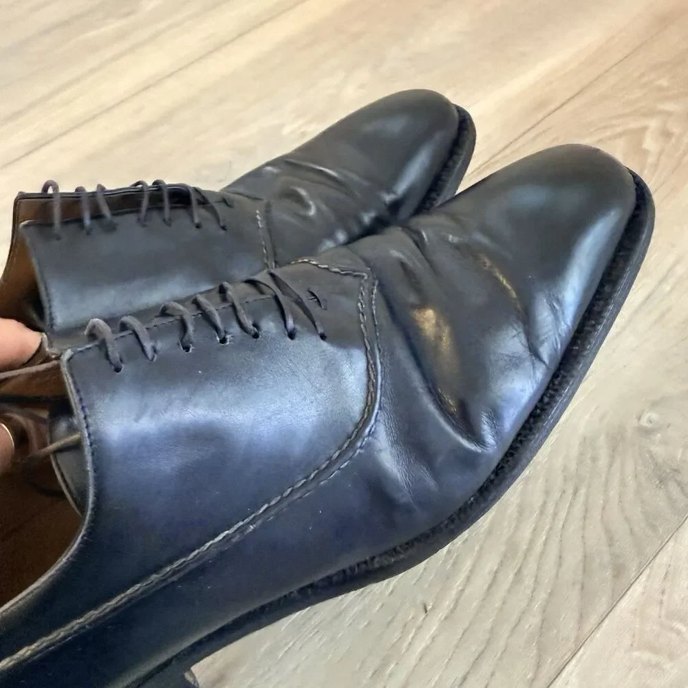 Sutor Mantellassi Mens Shoes Sz 11.5 Black Leather Lace Up Oxford Handmade Italy